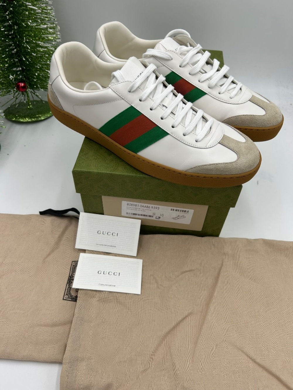 Men’s Gucci G 74 Leather/Suede Web Stripe Sneakers. Size 10. Made in Italy. - Picture 11 of 11